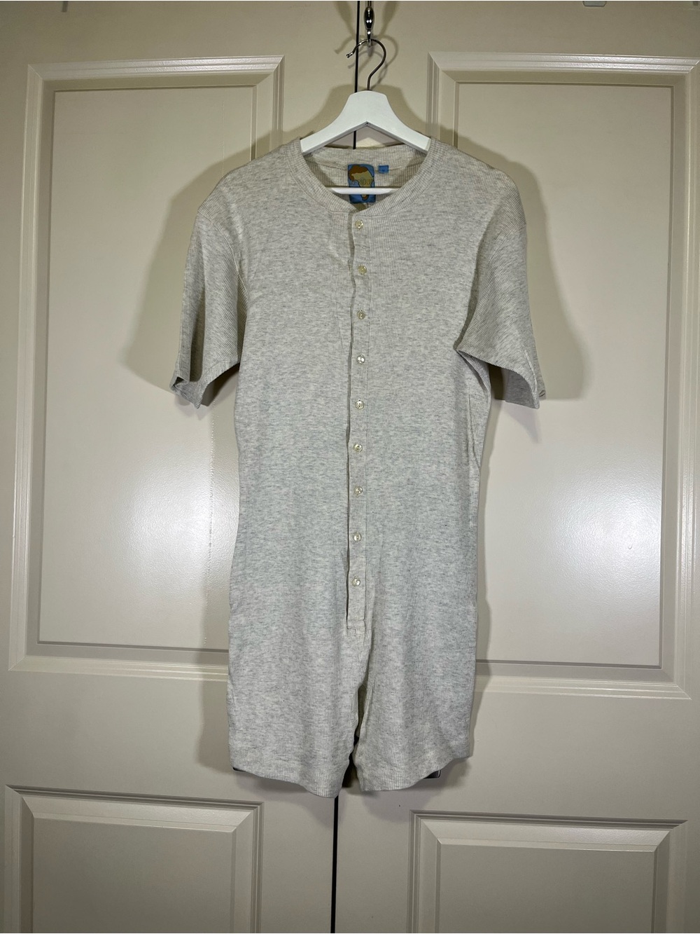 Women’s Beige Button-Front Romper Dress